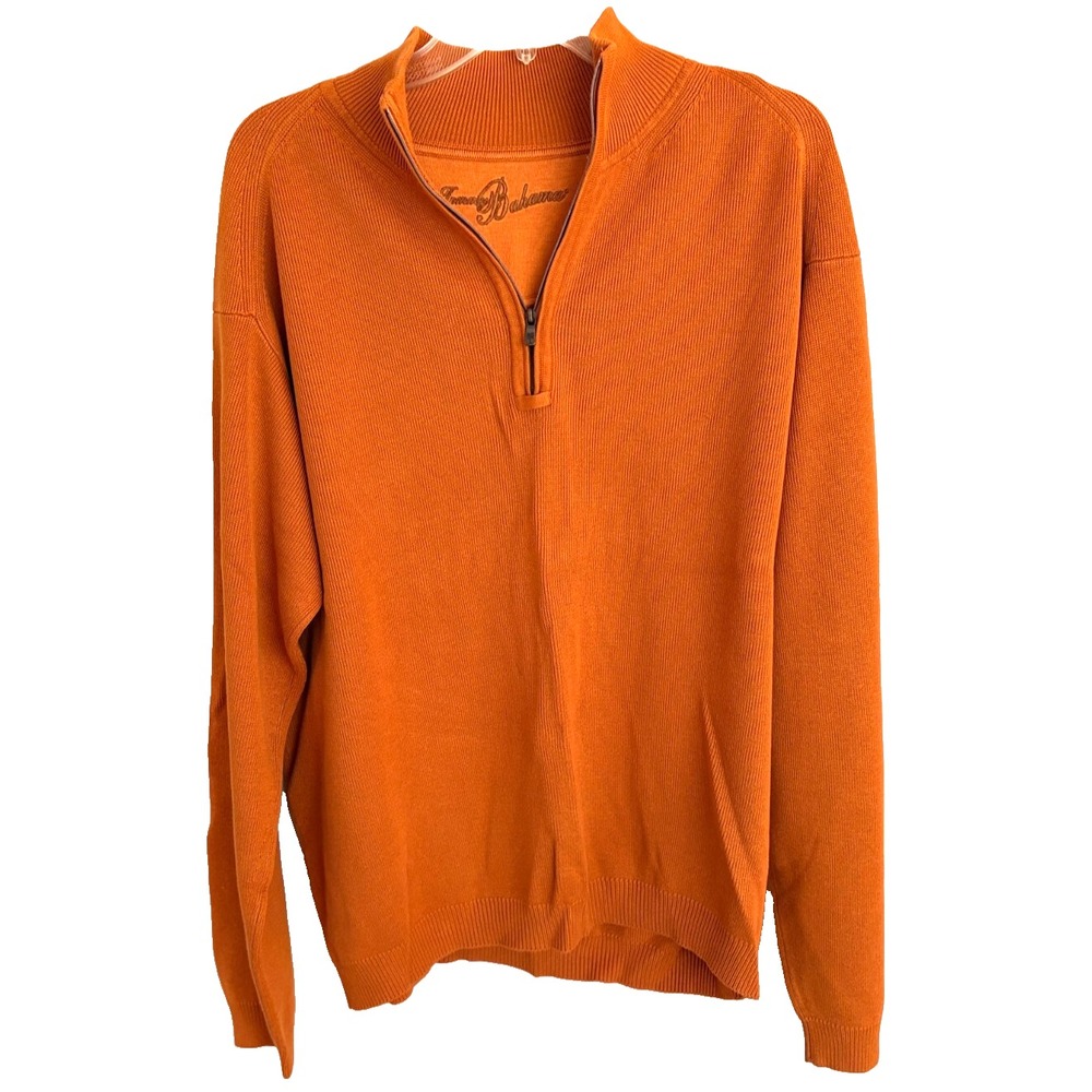 Tommy Bahama 1/4 Zip Sweater Mens Sz: Large Burnt Orange Silk/Cotton Blend